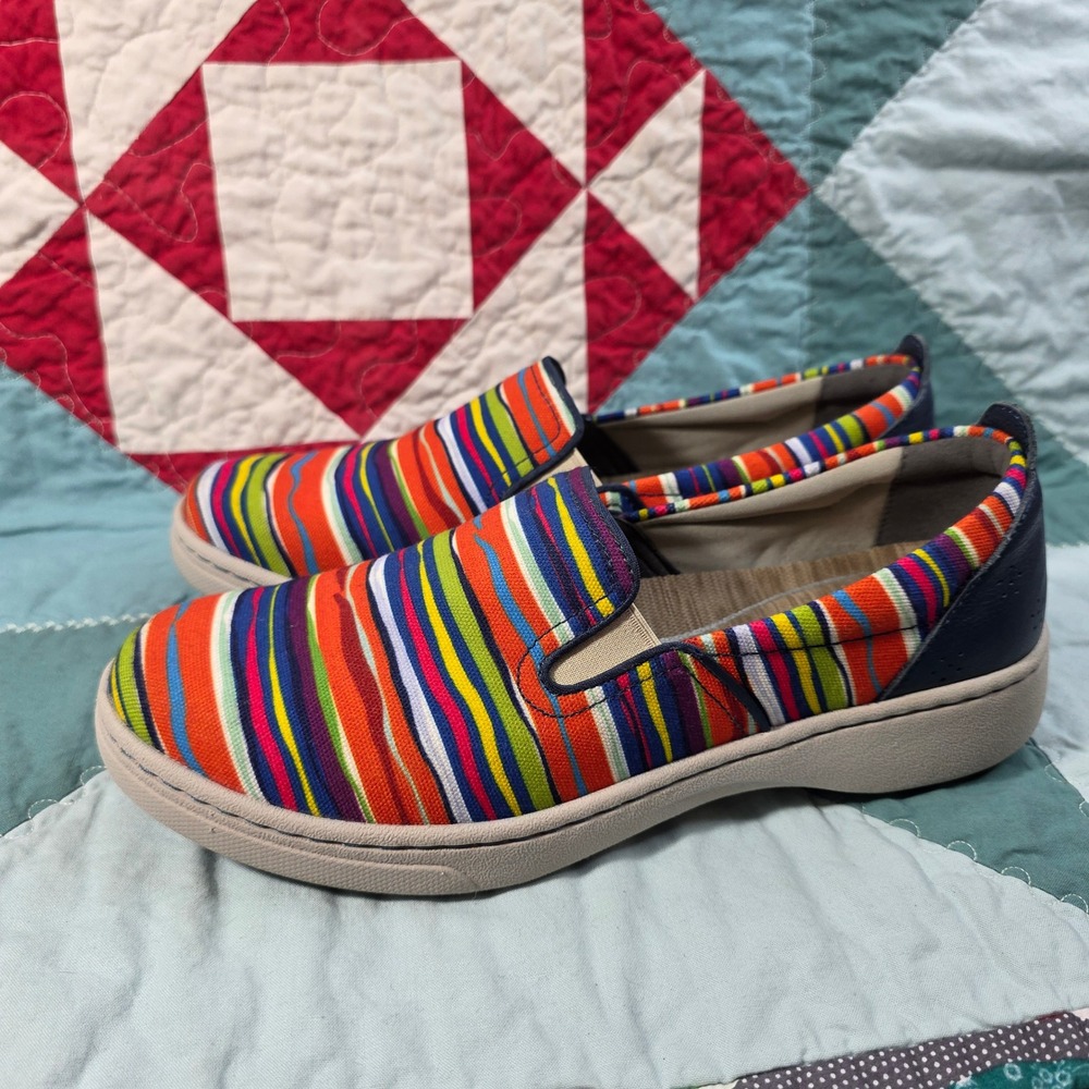 Dansko Women Multi Stripe Canvas Slip On Comfort Sneakers 40